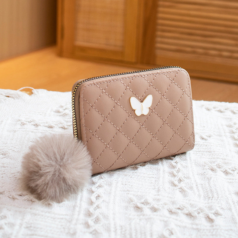 Embroidered Diamond Butterfly Decorative Fur Ball Handbags