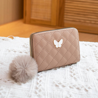 Embroidered Diamond Butterfly Decorative Fur Ball Handbags