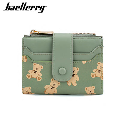 Women's Korean Style Little Bear Printed Zipper Ladies Wallets