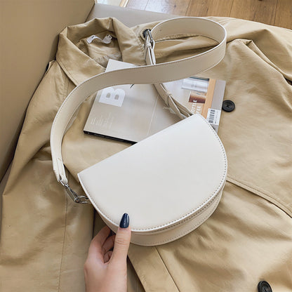 Women's Female Fashion Solid Color Retro Saddle Shoulder Bags