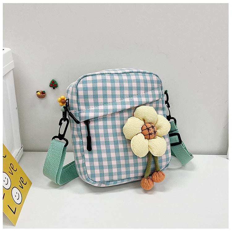 Women's Fashion Nylon Cute Rabbit Female Plaid Shoulder Bags