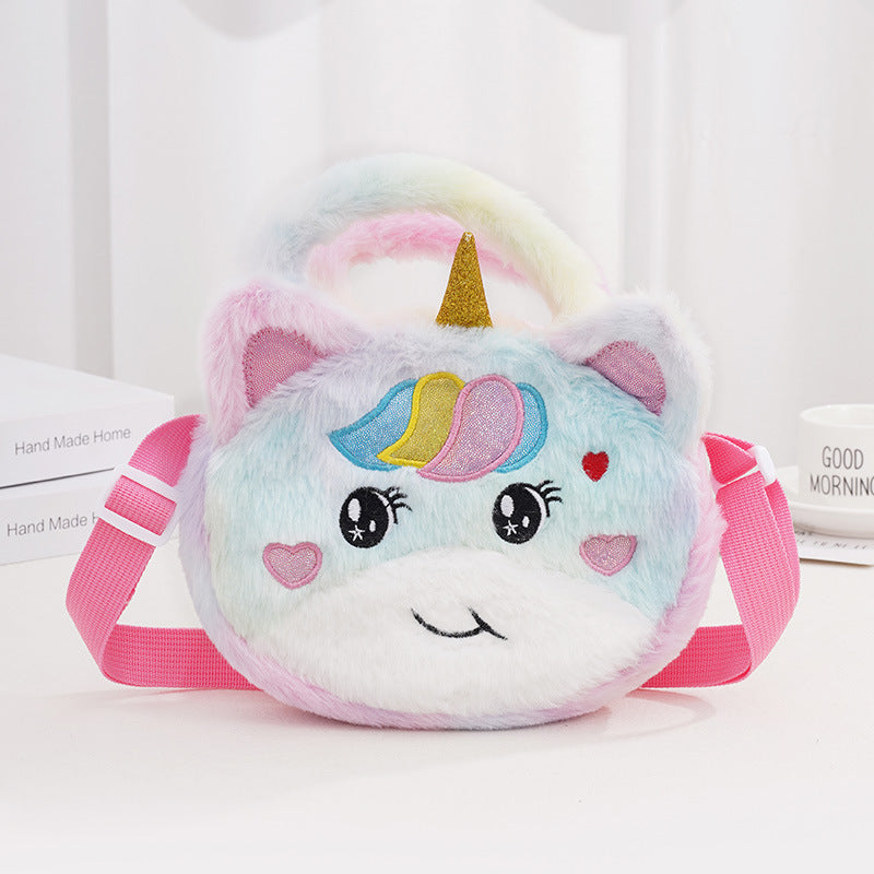 Sacs à bandoulière pour enfants en peluche avec motif de princesse et licorne mignonne