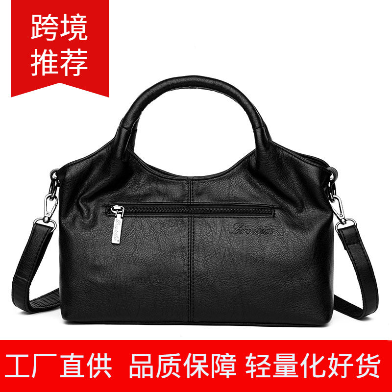 Women's Lightweight Stitching Soft Leather Large Capacity Handbags