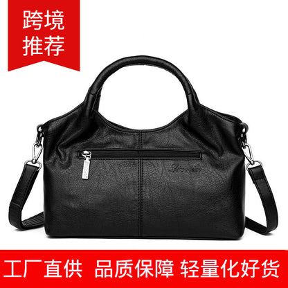 Women's Lightweight Stitching Soft Leather Large Capacity Handbags