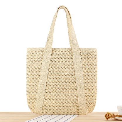 Seaside Holiday Large Capacity Straw Tote Premium French Shoulder Bags