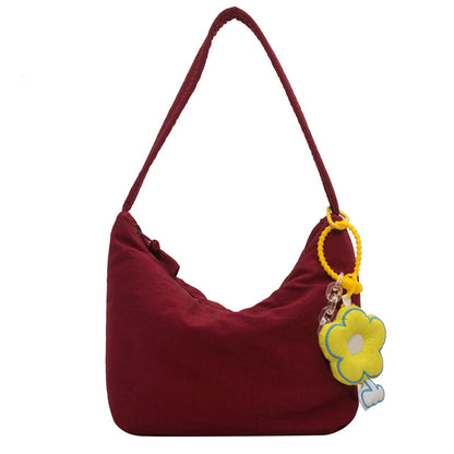 Women's Solid Color Large Capacity Soft Glutinous Nylon Handbags