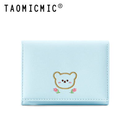 Women's Style Short High-grade Folding Embroidered Ladies Wallets