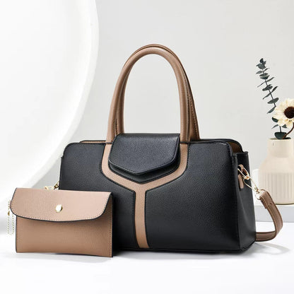 Women's Simple Stitching Western Style Large Capacity Fashion Handbags