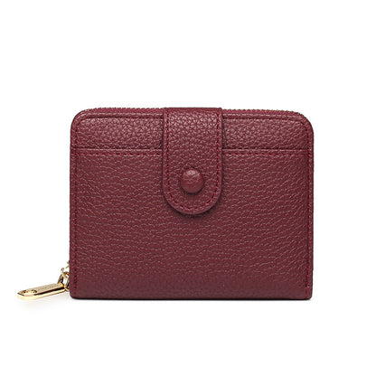 Women's Zipper Short Fashion Solid Color Litchi Ladies Wallets