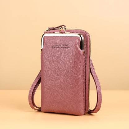 Mobile Pouch Vertical Zipper Fashion Litchi Bags