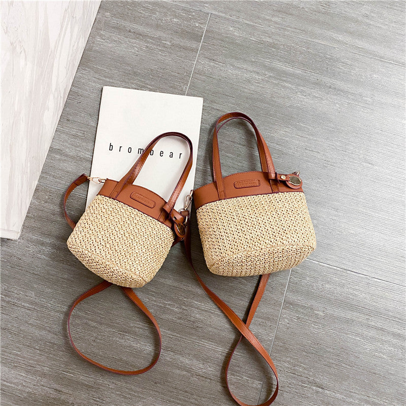 Slouchy Women's Fashion Straw Portable Beach Crossbody Bags