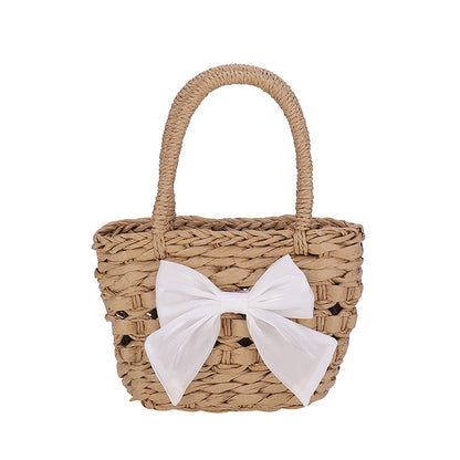 Children's Cartoon Bowknot Hand Carrying Small Basket Children's Shoulder Bags