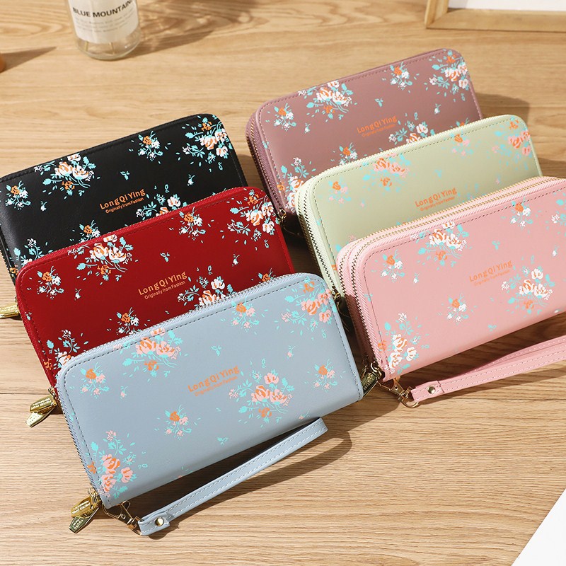 Women's Wild Double Zipper Korean Style Flower Ladies Wallets