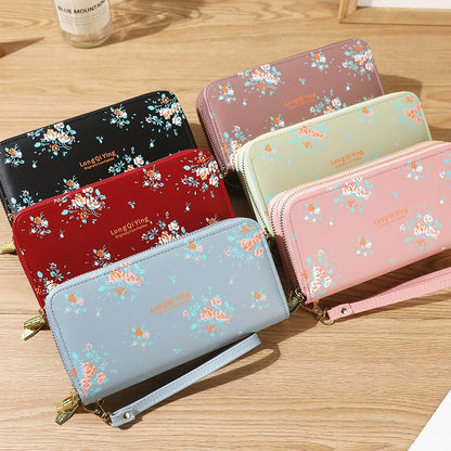 Women's Wild Double Zipper Korean Style Flower Ladies Wallets