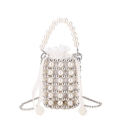 Women's Pearl Bucket Spring Korean Beaded Portable Shoulder Bags