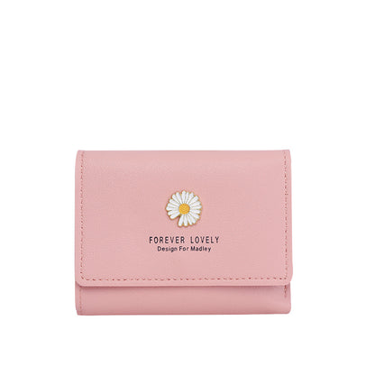 Women's Korean Daisy Short Three-fold Handmade Ladies Wallets