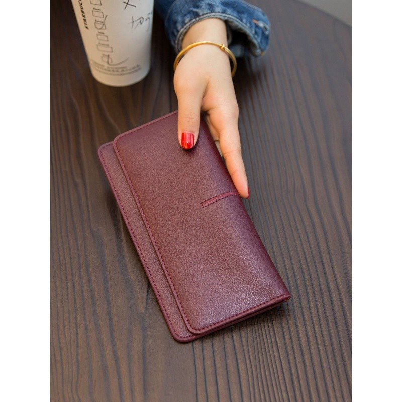 Women's Simple Long Elegant Position Soft Leather Ladies Wallets