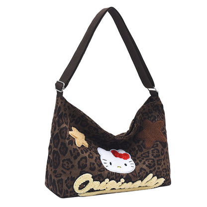 Women's Cute Leopard Suede Large Fashion Retro Shoulder Bags