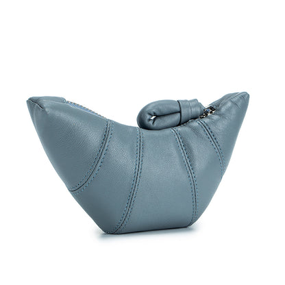 Porte-monnaie en cuir véritable pour femme en peau de mouton de niche High Sense Croissant