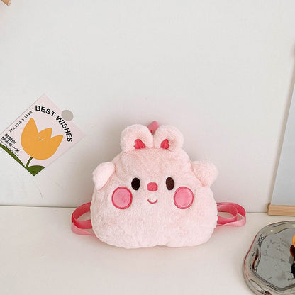 Sac d'école en peluche mignon pour tout-petits avec 2 garçons à l'extérieur