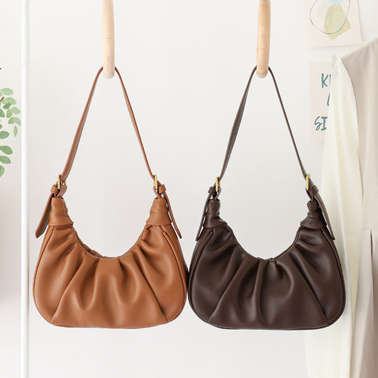 Women's Korean Style Simple Pleated Cloud Western Leisure Fashion Arm Bags