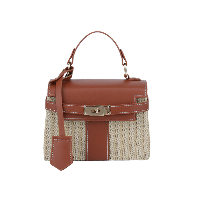 Women's Kelly Popular Fashion Portable Straw Rattan Bags