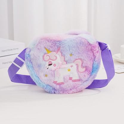 Sacs à bandoulière en peluche pour enfants, mignons, dessin animé, licorne, maquillage, pour femmes