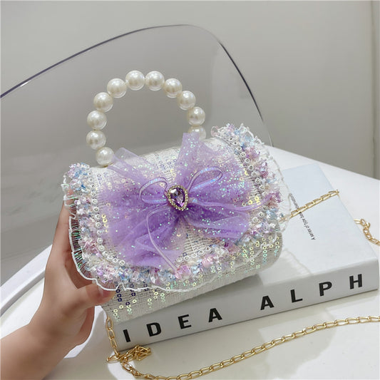 Children's Summer Fashion Pearl Hand Princess Classic Children's Shoulder Bags