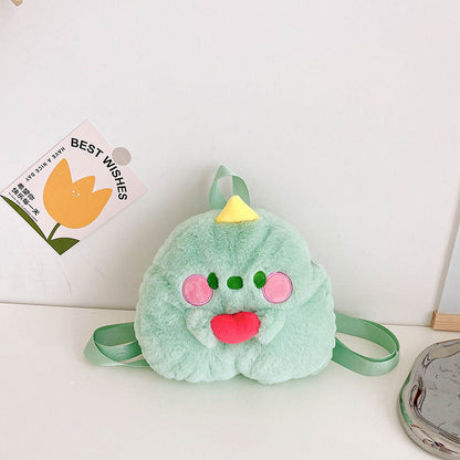 Sac d'école en peluche mignon pour tout-petits avec 2 garçons à l'extérieur