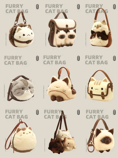 Women's Cute Cat Plush Pouches Female Good-looking Crossbody Bags