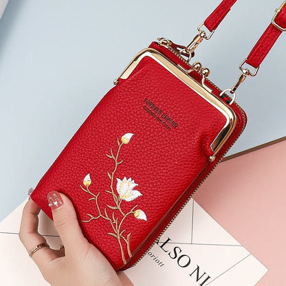 Petits sacs pour téléphone portable avec broderie florale intégrée pour femmes