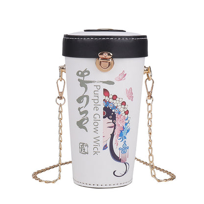 Women's Handmade Trendy Milky Tea Cup Material Crossbody Bags