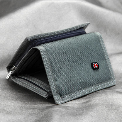 Fashion Retro Short Canvas Fabric Zipper Men's Wallets