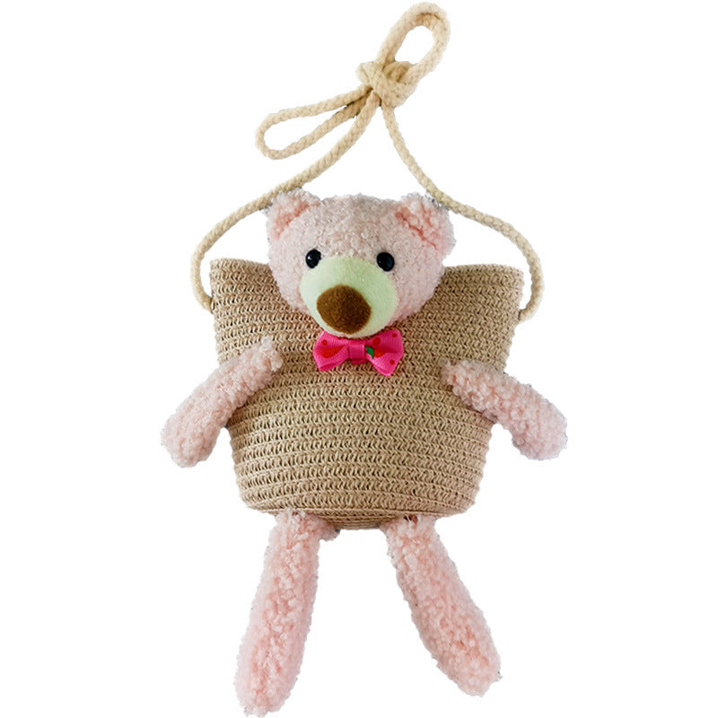 Children's Summer Straw Mini Space Bear Small Children's Coin Purse