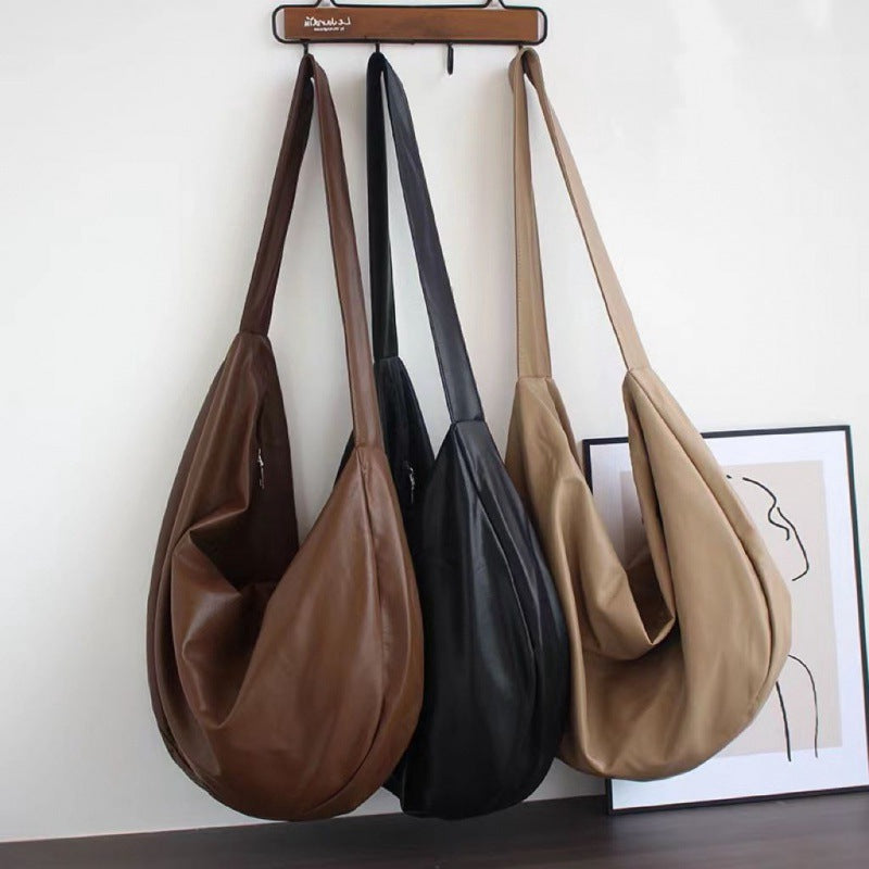 Attractive Leather Pattern Dumpling Color Zipper Crossbody Bags