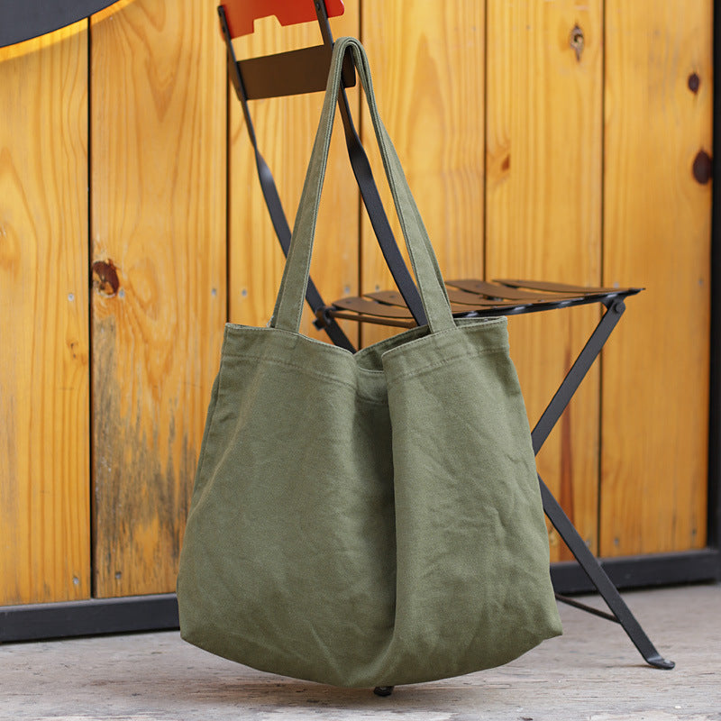 Simple Large Capacity Canvas Lightweight Solid Shoulder Bags