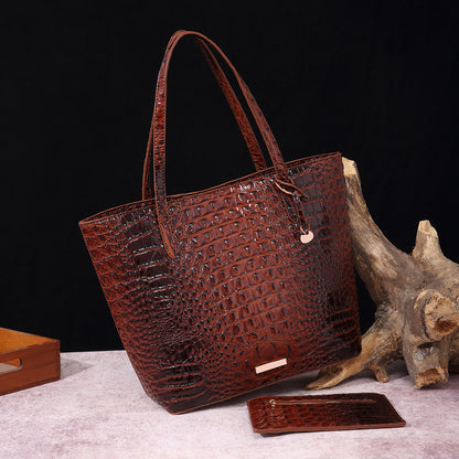 Sac à main fourre-tout pour femme motif crocodile rétro Brahmin