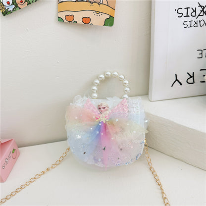 Children's Princess Elsa Cute Fashion Doll Bow Children's Shoulder Bags