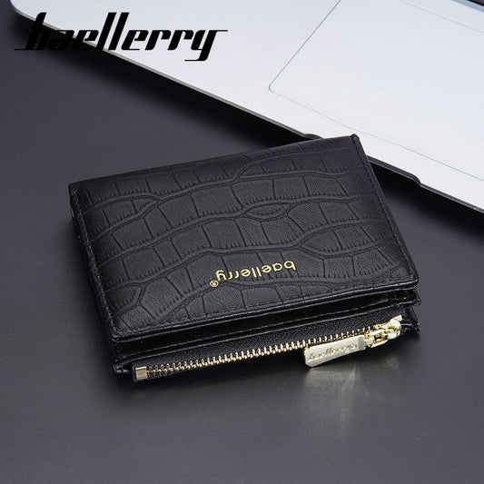 Men's Short Vertical Multiple Slots Zipper Men's Wallets