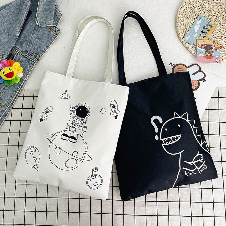 Women's Style Large Capacity Canvas Winter Cartoon Shoulder Bags