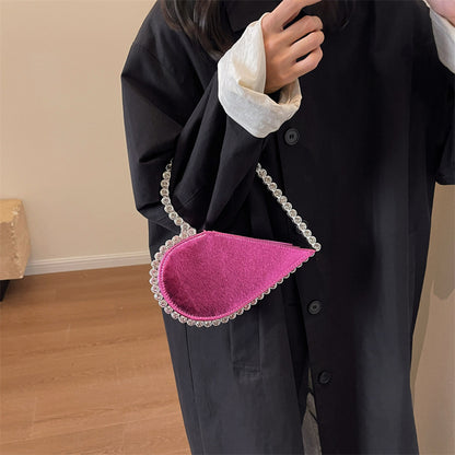 Women's Hand-held Heart-shaped Diamond Fashionable Stylish Hand Handbags