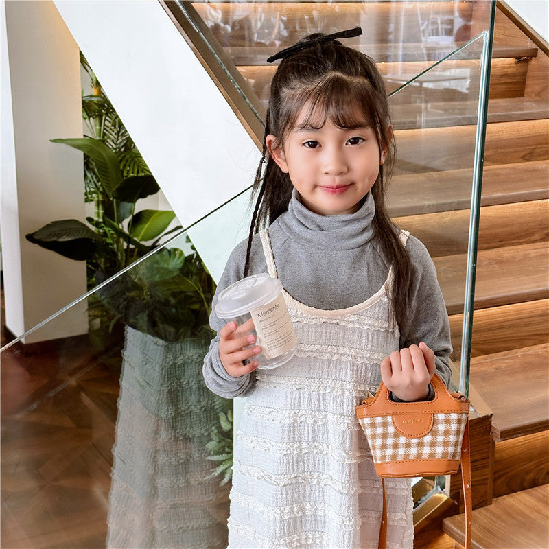 Children's Korean Western Style Fashion Mini Plaid Children's Shoulder Bags