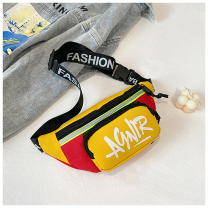 Children's Out Pockets Stitching Contrast Color Small Children's Waist Packs