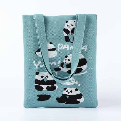 Sac fourre-tout en tricot tendance pour femme en forme de panda pour sacs à bandoulière