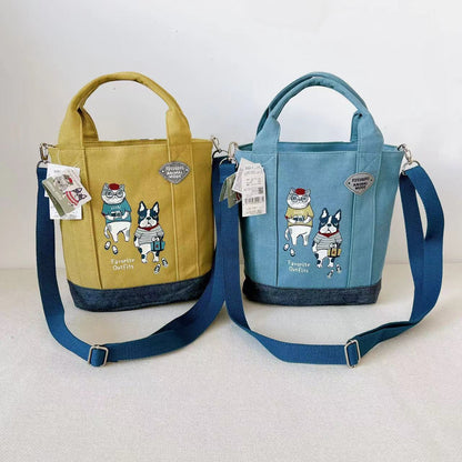 Embroidered Cat Aero Bull Hand Fabric Crossbody Bags