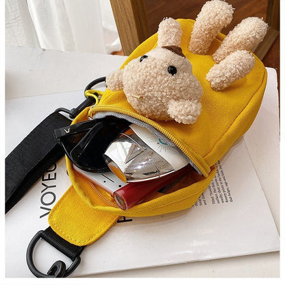 Children's Trendy Korean Cute Cartoon Canvas Doll Children's Waist Packs