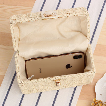 Classic Style Leisure Woven Box Straw Handbags