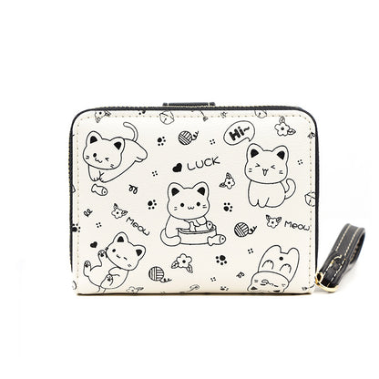 Women's Simple Cute Kitten Style Pocket Portable Ladies Wallets