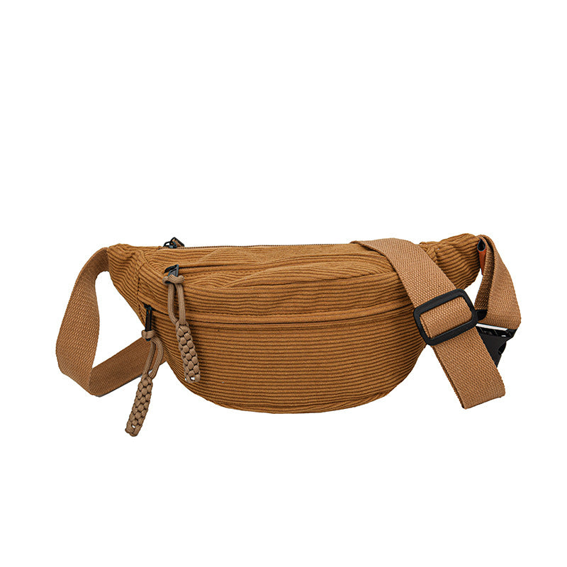 Simple Fashion Solid Color Leisure Corduroy Waist Packs