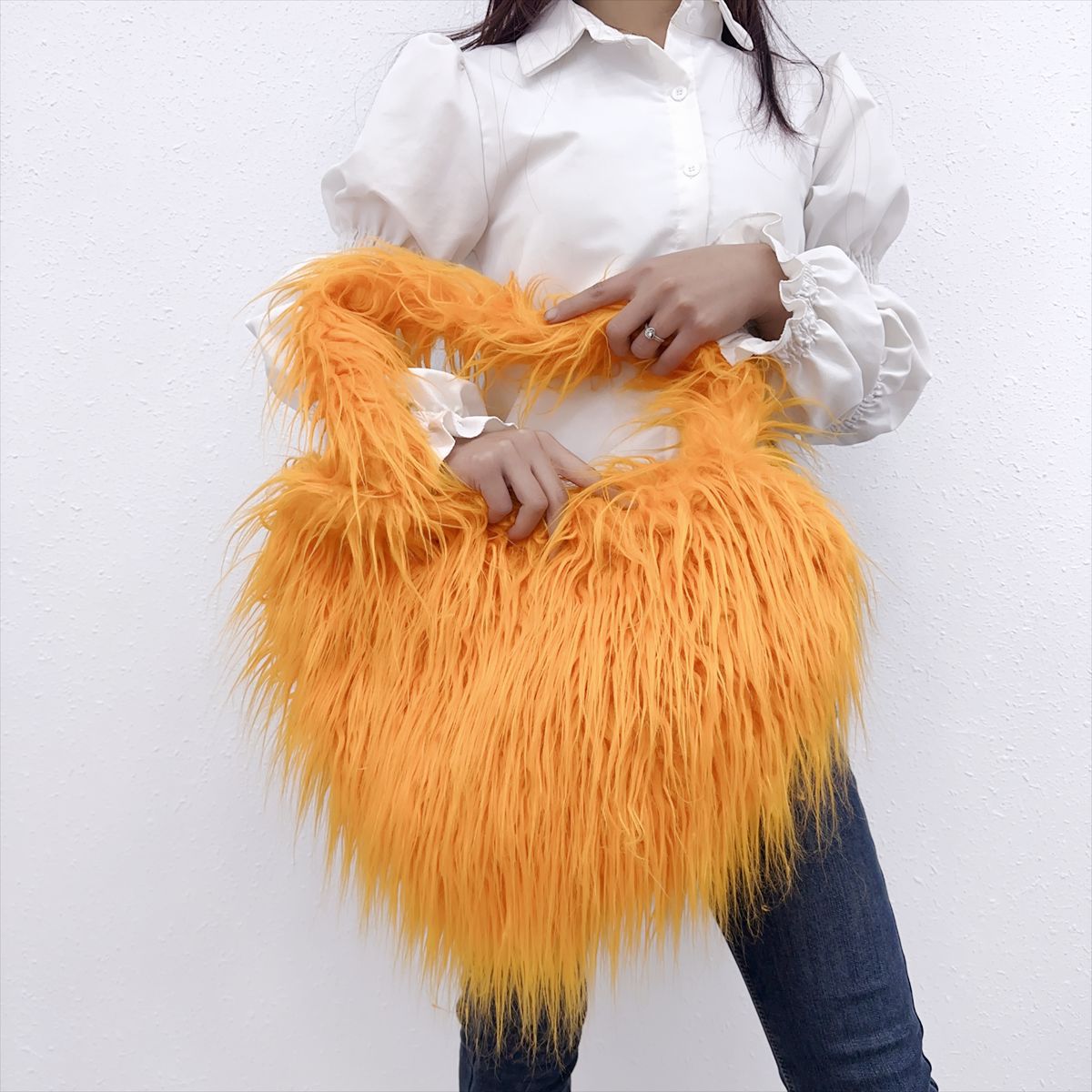 Women's Personalized Trendy Heart Tan Wool Fur Crossbody Bags